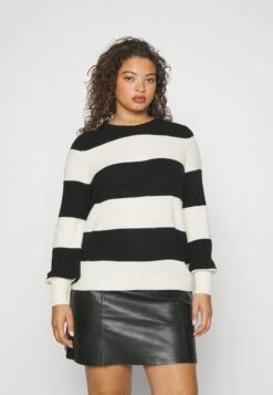 ONLY CARMAKOMA Carnew Daria Plus Size - Trui - Black/White/Gray Melange