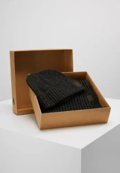 Only & Sons Onsemile Box Scarf Beanie Set - Sjaal - Dark Grey Melange