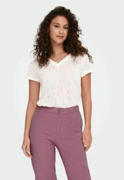 ONLY V-Ausschnitt - T-Shirt Print - Cloud Dancer