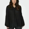 ONLY CARMAKOMA Carneel Ls V Neck- Blouse - Black