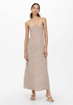 ONLY Gesmoktes - Maxi-Jurk - Adobe Rose