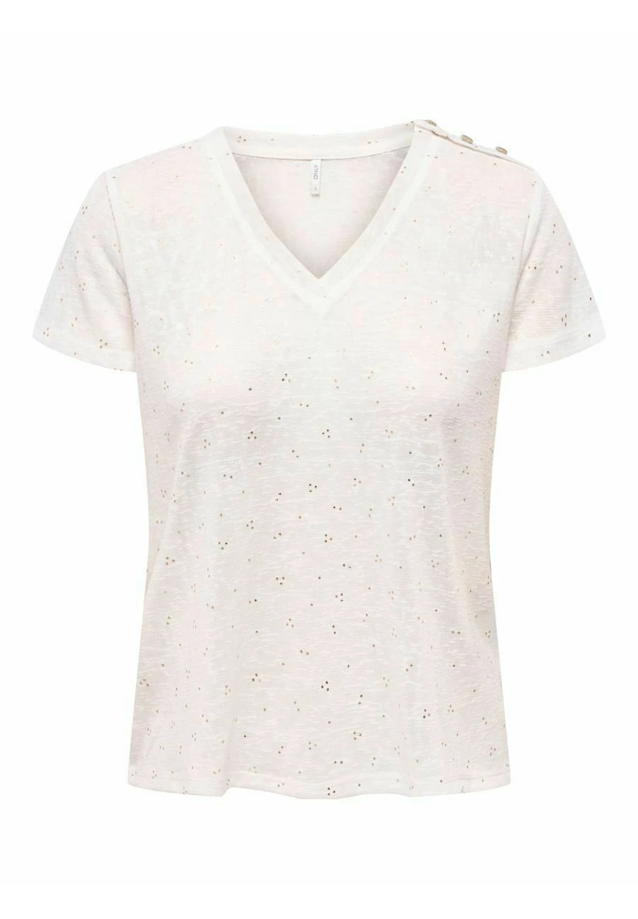 ONLY V-Ausschnitt - T-Shirt Print - Cloud Dancer 6 ONLY V-Ausschnitt - T-Shirt Print - Cloud Dancer - Afbeelding 4